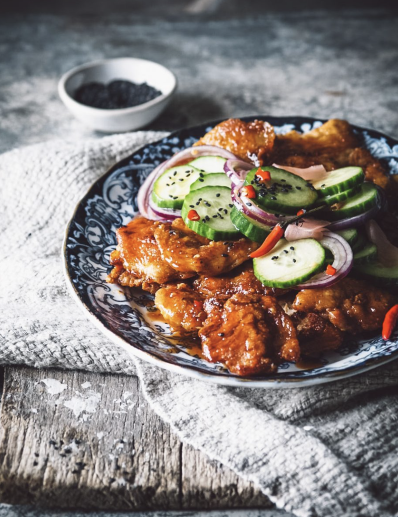 TERIYAKI SWEET CHILI CHICKEN AND SPICY CUCUMBER SALAD